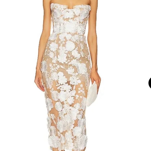 Bronx and Banco Floral white Jasmine midi dress sz Small (New w tags) - Picture 3 of 8